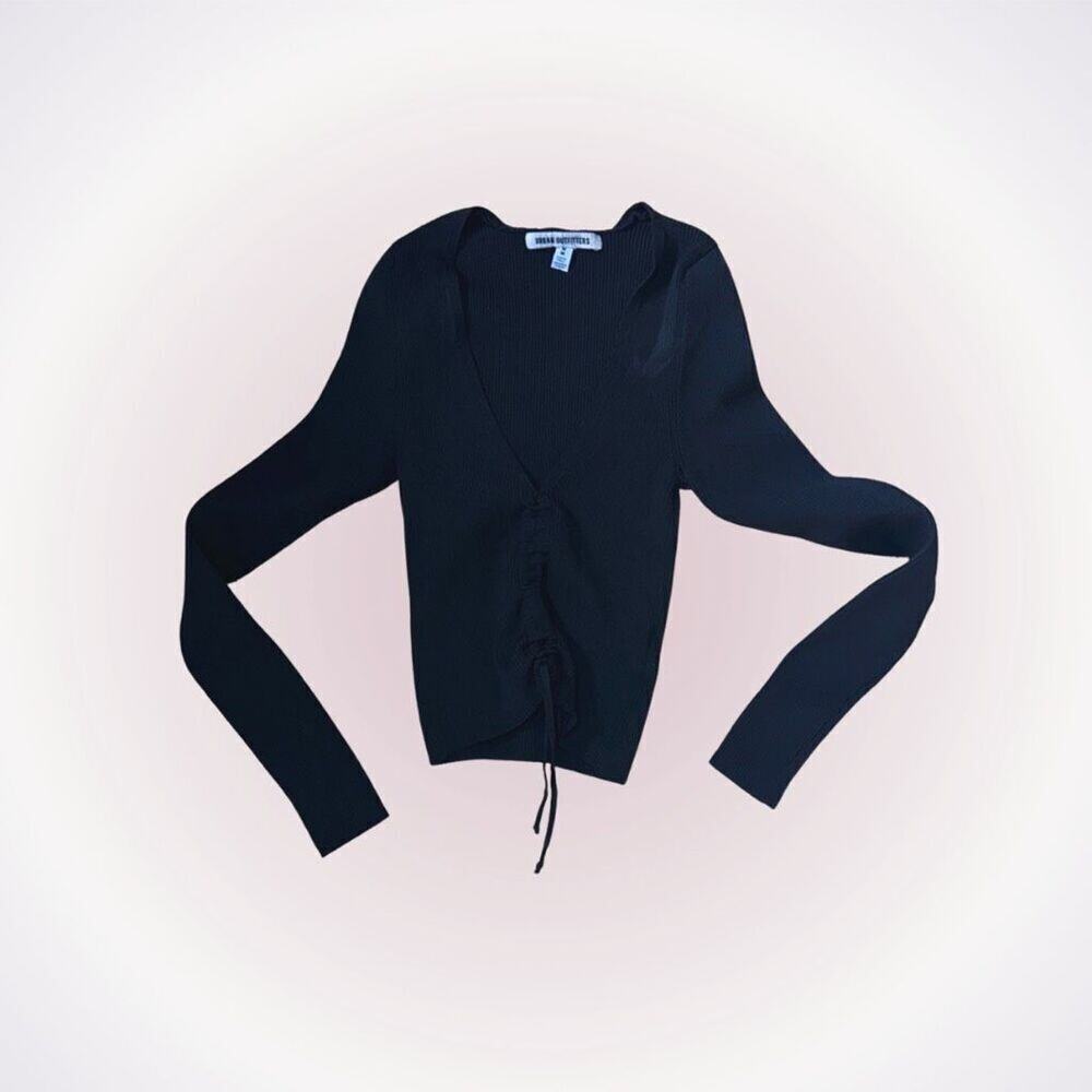 Urban Outfitters Black Ribbed V-Neck Sweater Top | Sz M